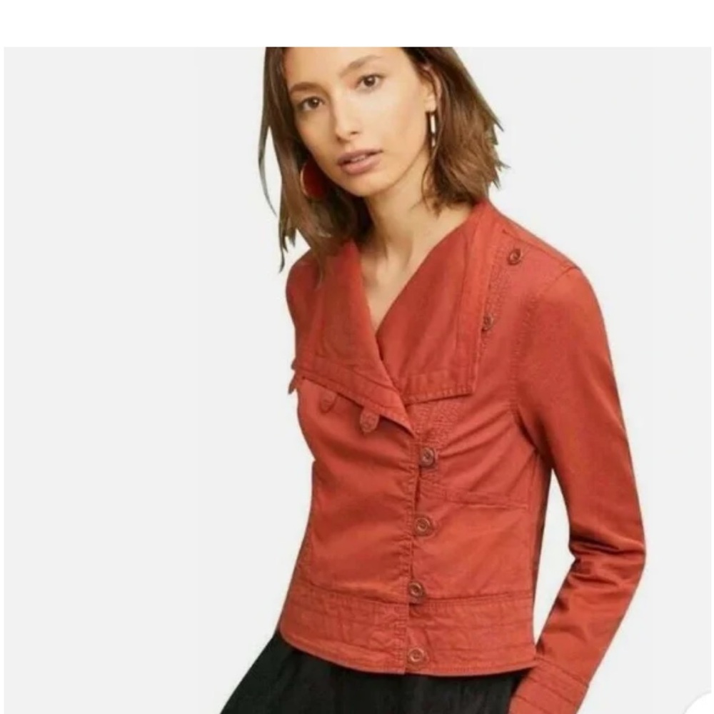 Anthropologie Marrakech Henna Moto Jacket Burnt Orange